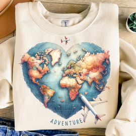 Adventure Plane Globe Travel Vacation Trendy T-Shirt
